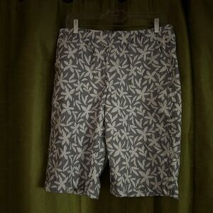 Lands' End Black and White Athletic Shorts with Elegant Pattern